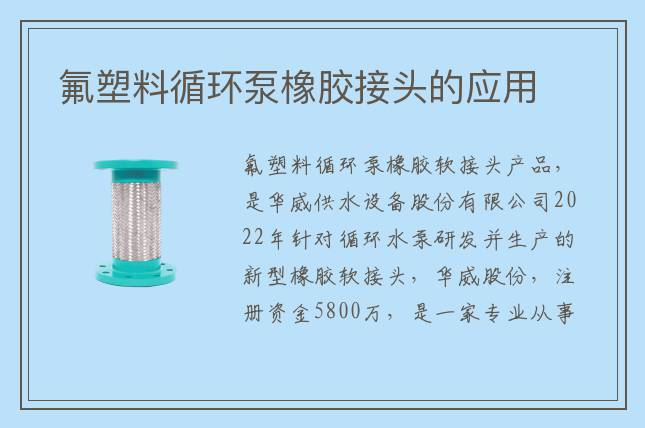 氟塑料循环泵橡胶接头的应用