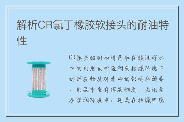 解析CR氯丁橡胶软接头的耐油特性